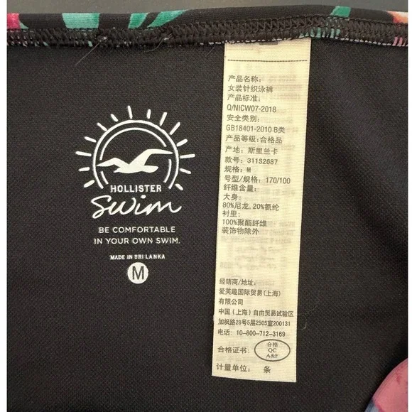 Hollister Swim Womens Medium Black Tropical Floral Wrap Triangle Bikini Set M - Picture 10 of 11